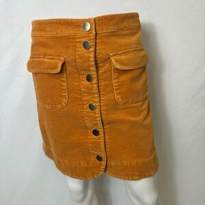 LOFT Skirt Yellow Gold Buttons Corduroy Size 2 EUC